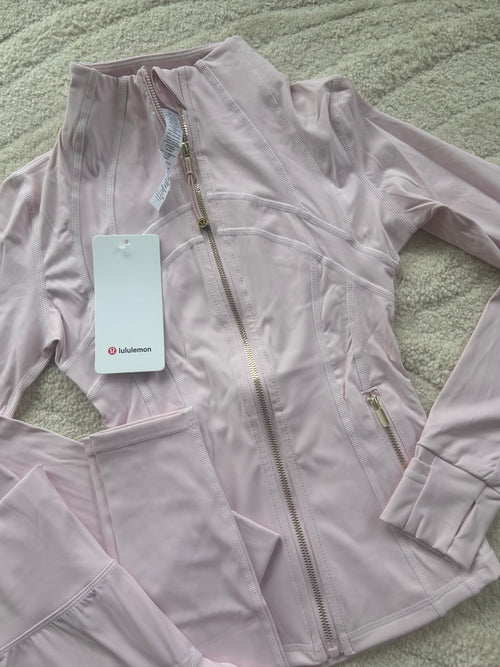 Baby pink and gold zip