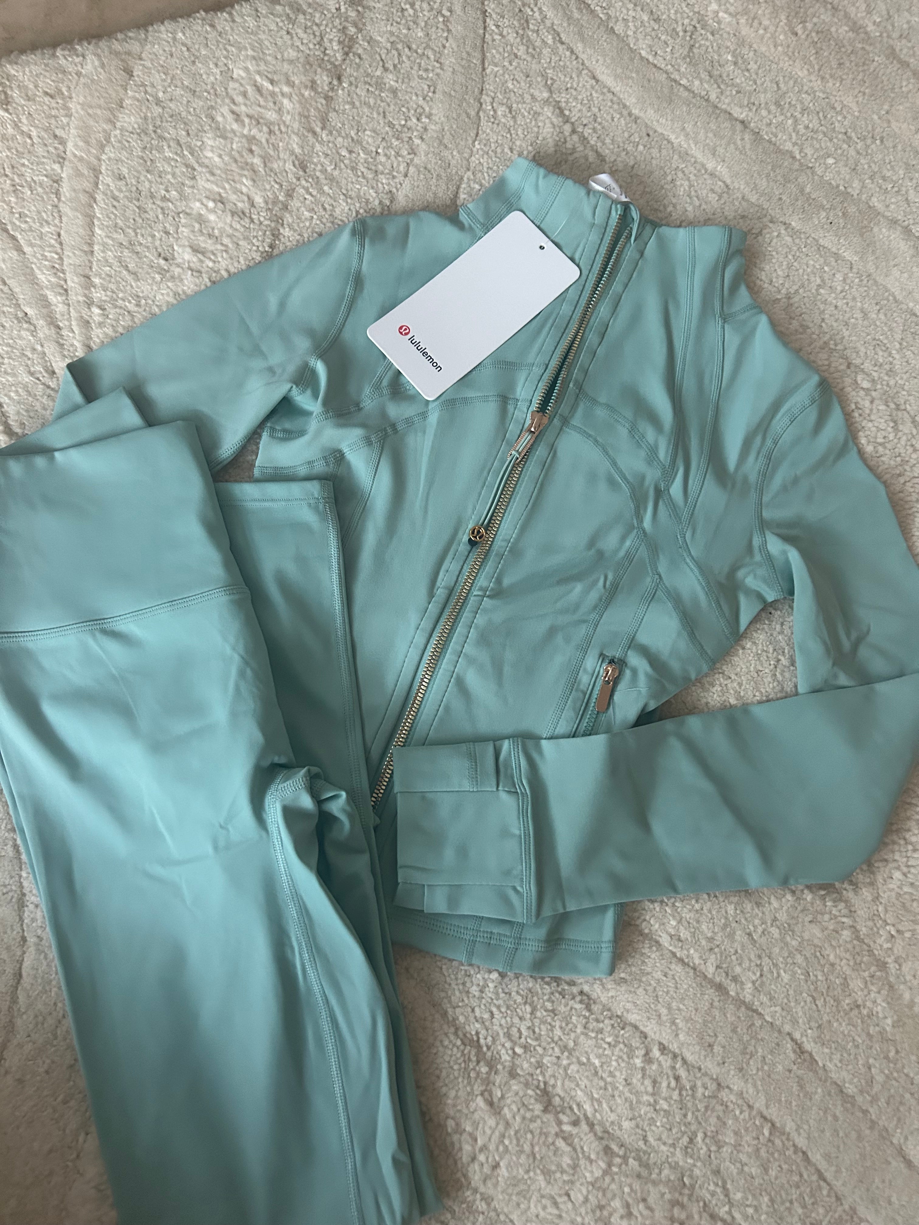 Mint and gold cropped define jacket