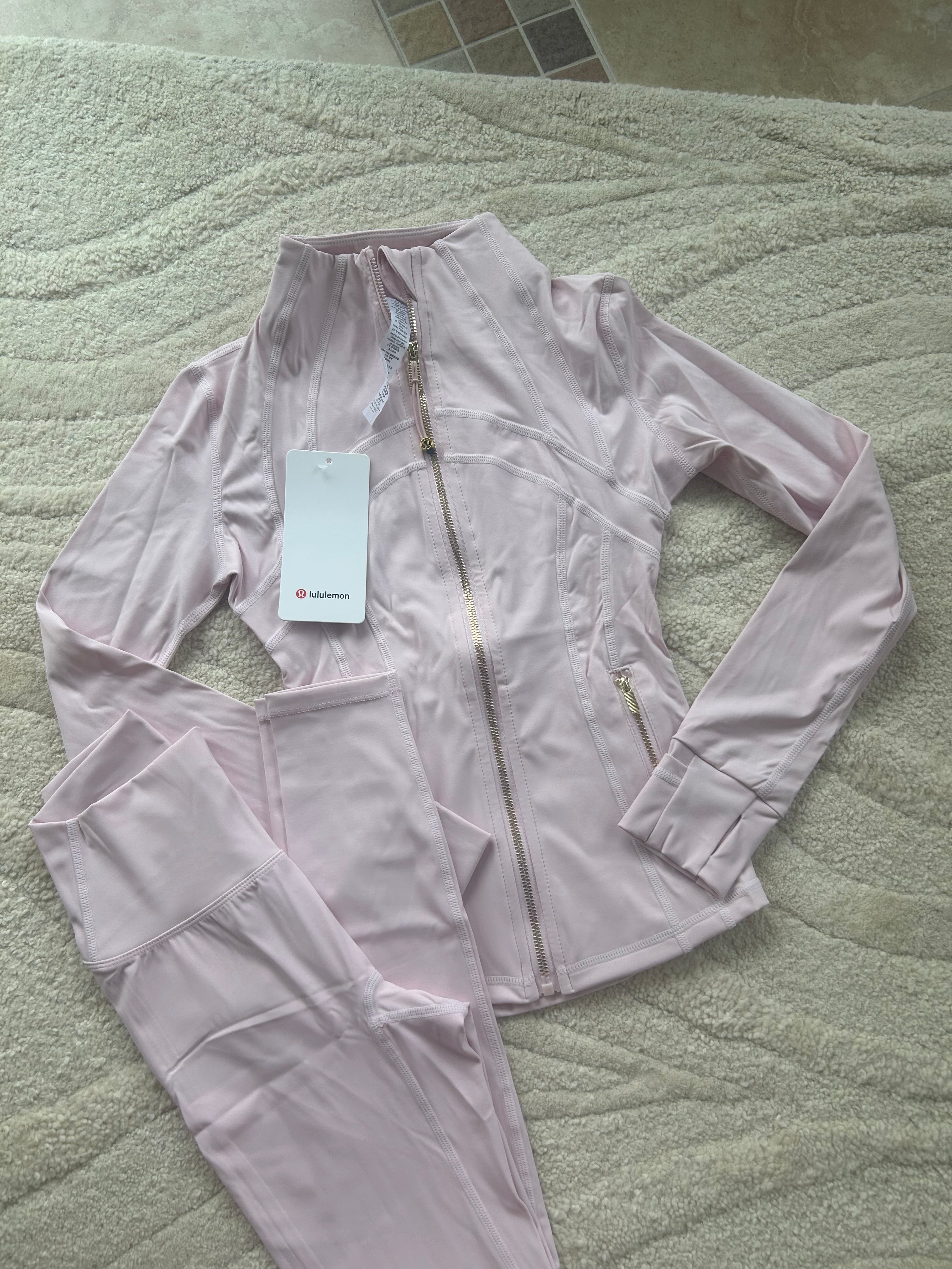 Baby pink and gold zip